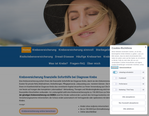 Vorschau von Informations-Portal zur Krebsversicherung