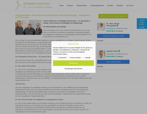 Website-Vorschau von Orthopädie Zentrum Bonn - Dr. J. Pieczykolan & Ko