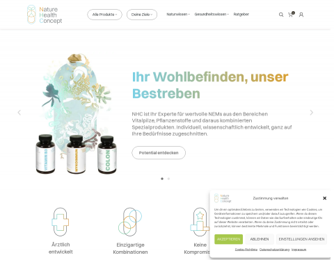 Website-Vorschau von Nahrungsergänzungsmitteln aus Naturprodukten