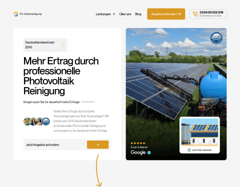 Website-Vorschau von PV Solarreinigung