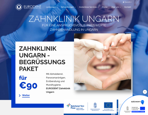 Website-Vorschau von Eurodent Zahnklinik Ungarn