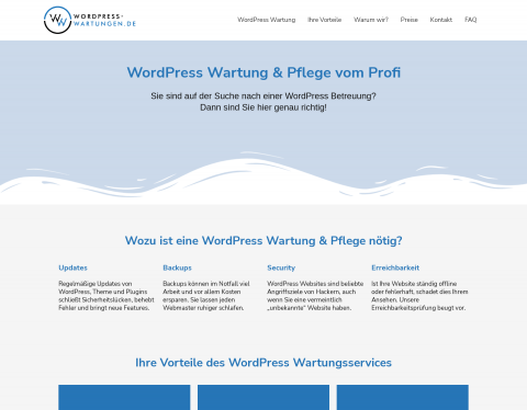 Website-Vorschau von WordPress-Wartungen