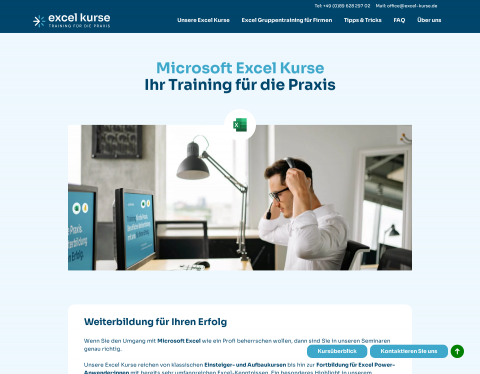 Website-Vorschau von excel Kurse - Training für die Praxis