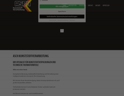 Website-Vorschau von Asch Kunststoffverarbeitung im Tiefziehverfahren