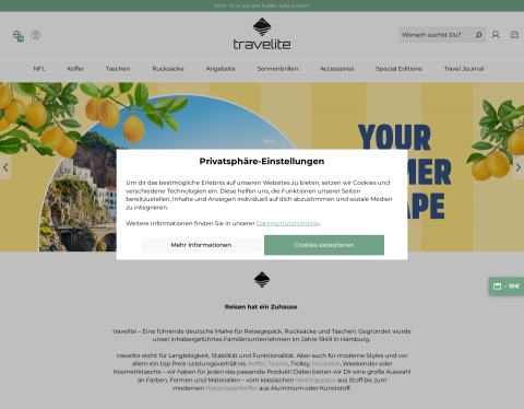 Website-Vorschau von travelite GmbH + Co. KG