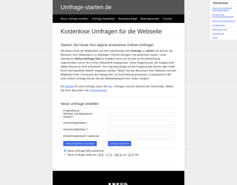 Website-Vorschau von Kostenlose Umfragen für Ihr Webseite