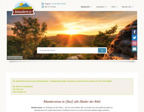 Website-Vorschau von Wandern.de