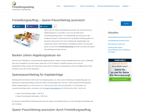 Vorschau von Freistellungsauftrag bei Kapitalerträgen