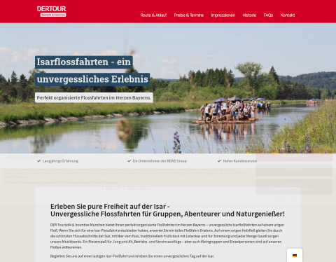 Website-Vorschau von Isarflossfahrten - DER Deutsches Reisebüro GmbH