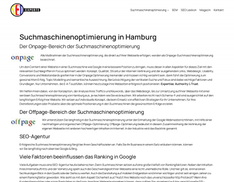 Website-Vorschau von Suchmaschinen Optimierung