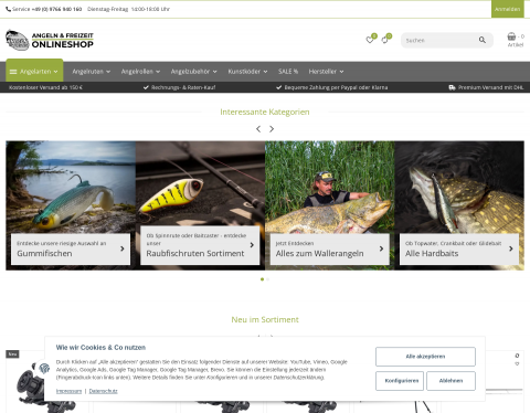 Website-Vorschau von Angeln und Freizeit Onlineshop