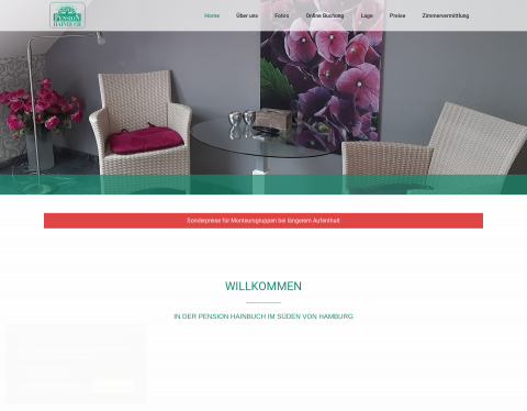 Website-Vorschau von Pension und Ferienwohnungen im Landkreis Harburg