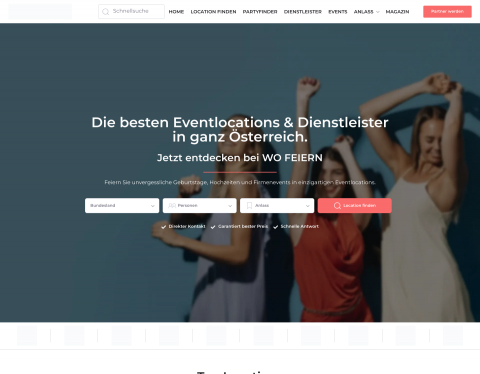 Website-Vorschau von WO FEIERN
