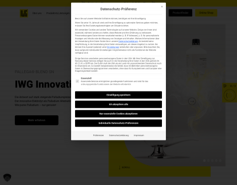 Website-Vorschau von IWG für höchste Ansprüche in der Galvanotechnik