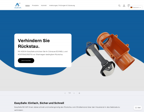 Website-Vorschau von adeva-tech.com - Ihr Schutz vor Überschwemmungen