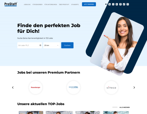 Website-Vorschau von ProStaff GmbH - Zeitarbeit in Rosenheim