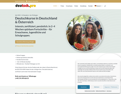 Website-Vorschau von Deutschkurse in Deutschland und Österreich