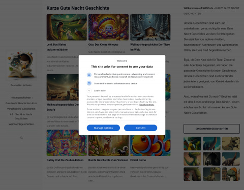 Website-Vorschau von Kurze Gute Nacht Geschichten