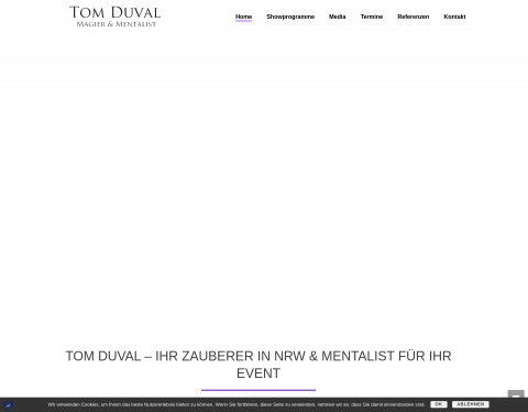 Website-Vorschau von Zauberer NRW Tom Duval Magier & Mentalist