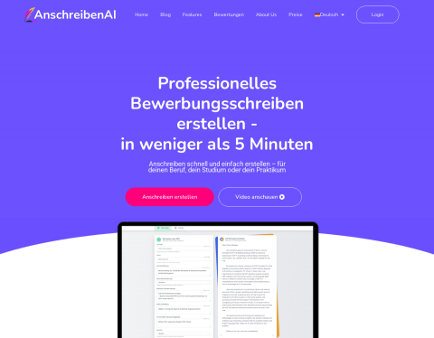Website-Vorschau von AnschreibenAI