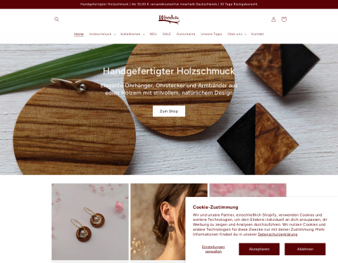 Website-Vorschau von Woodelia Holzschmuck