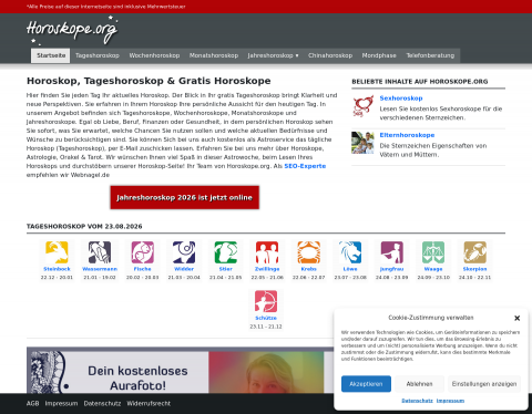 Website-Vorschau von Horoskope