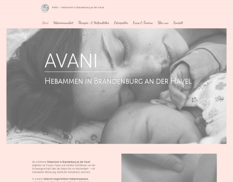 Website-Vorschau von AVANI Hebammenpraxis und Therapieraum