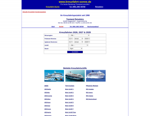 Website-Vorschau von Kreuzfahrten nach Norwegen