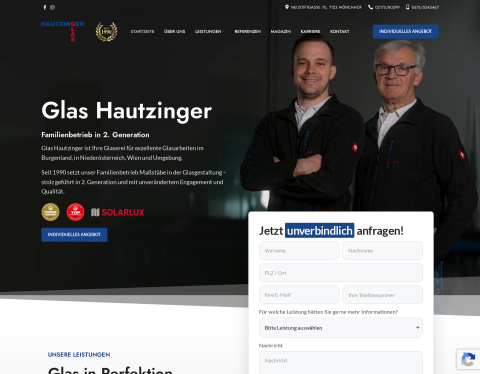 Website-Vorschau von Glas Hautzinger GmbH