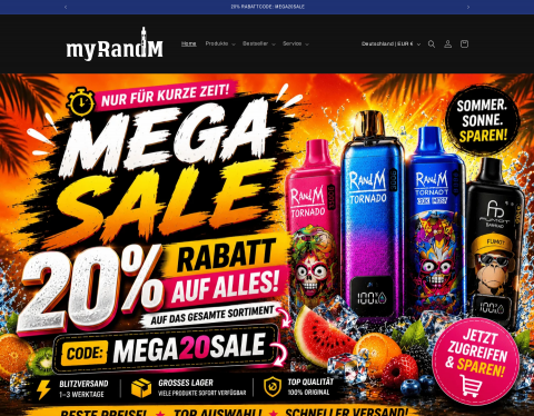 Website-Vorschau von RandM Tornado Vapes