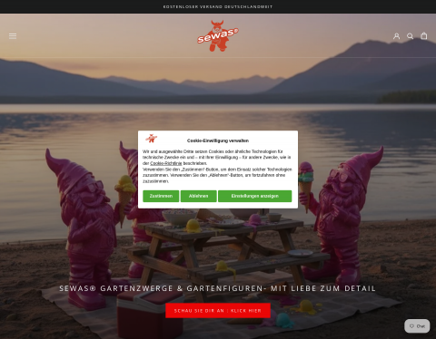 Website-Vorschau von SEWAS Gartenzwerge