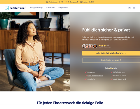 Website-Vorschau von FensterFoliePlus - Sichtschutzfolien nach Maß