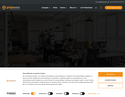 Website-Vorschau von Bausoftware von Gripsware