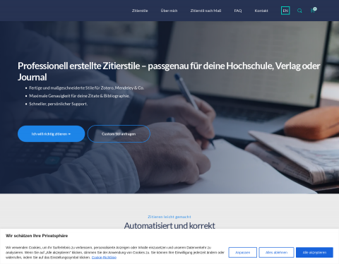Website-Vorschau von Citation Styler | Zitieren im Handumdrehen