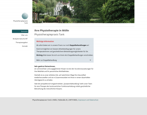 Website-Vorschau von Physiotherapiepraxis Tank in Mölln