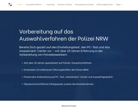 Website-Vorschau von Coaching für Polizei Einstellungstest