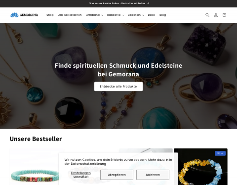 Website-Vorschau von Gemorana - Shop für spirituellen Schmuck