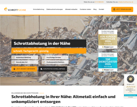 Website-Vorschau von Schrottfüchse - Schrottabholung in der Nähe