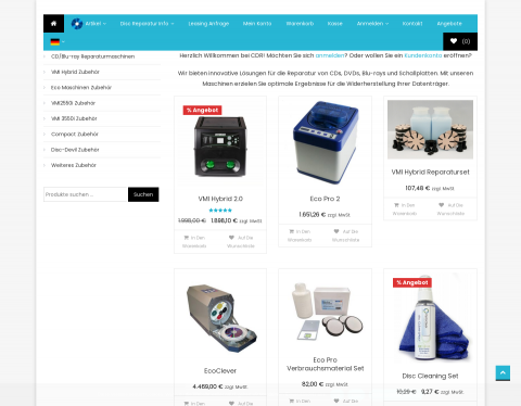 Website-Vorschau von CD/Blu-ray Reparaturmaschinen