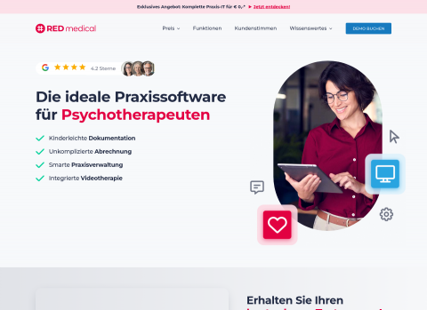 Website-Vorschau von Praxissoftware für Psychotherapeuten