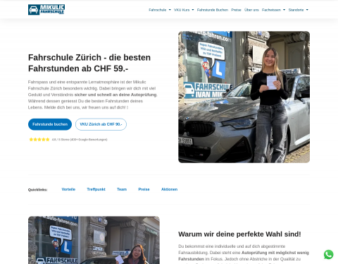 Website-Vorschau von Mikulic Fahrschule Zürich