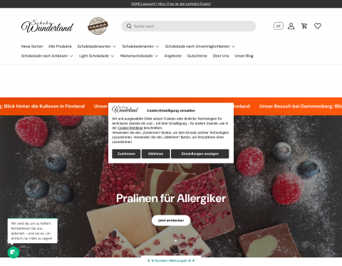 Website-Vorschau von Schoko Wunderland