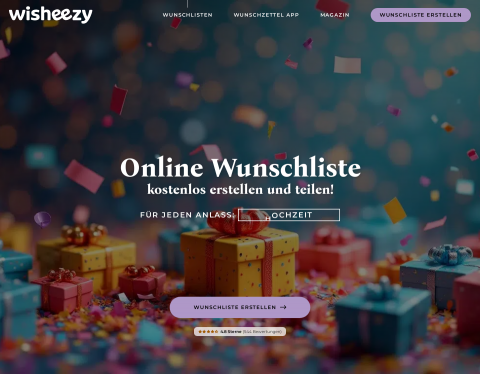 Website-Vorschau von Wunschlisten Plattform