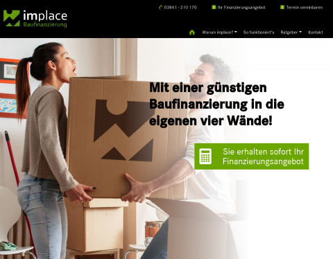 Website-Vorschau von implace Baufinanzierung und Immobilien GmbH