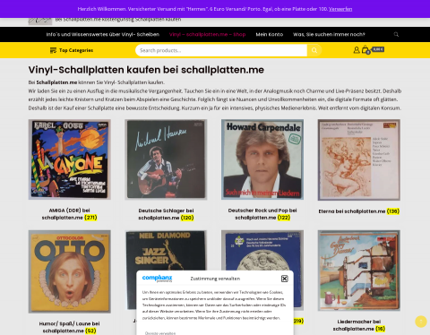 Website-Vorschau von Vinyl- Schallplatten Musik aus 100 Jahren