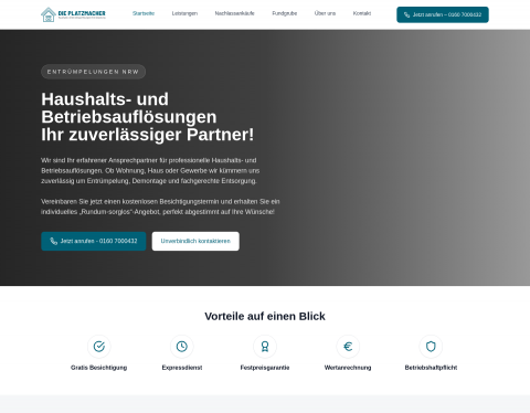 Website-Vorschau von Haushaltauflösung Platzmacher Bachem