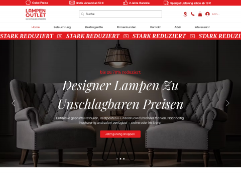 Website-Vorschau von Lampen Outlet