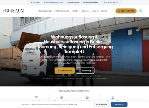 Website-Vorschau von Freiraum-Auflösungen GmbH