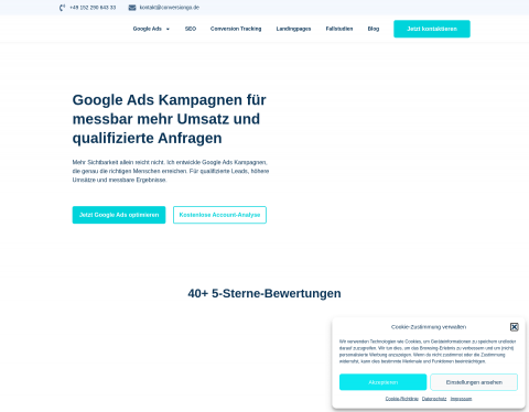 Website-Vorschau von ConversionGo – Google Ads Freelancer