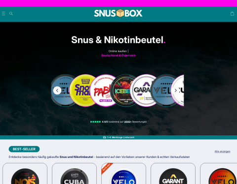 Website-Vorschau von Snusbox - Snus & Nikotinbeutel online kaufen